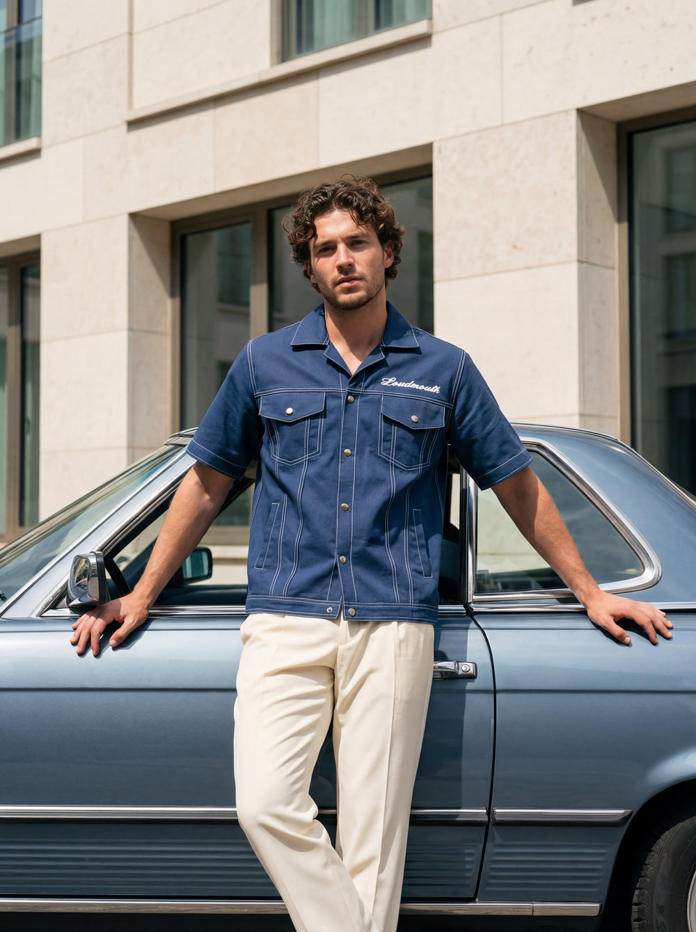 Oversized Navy Blue Trucker Jacket For Men